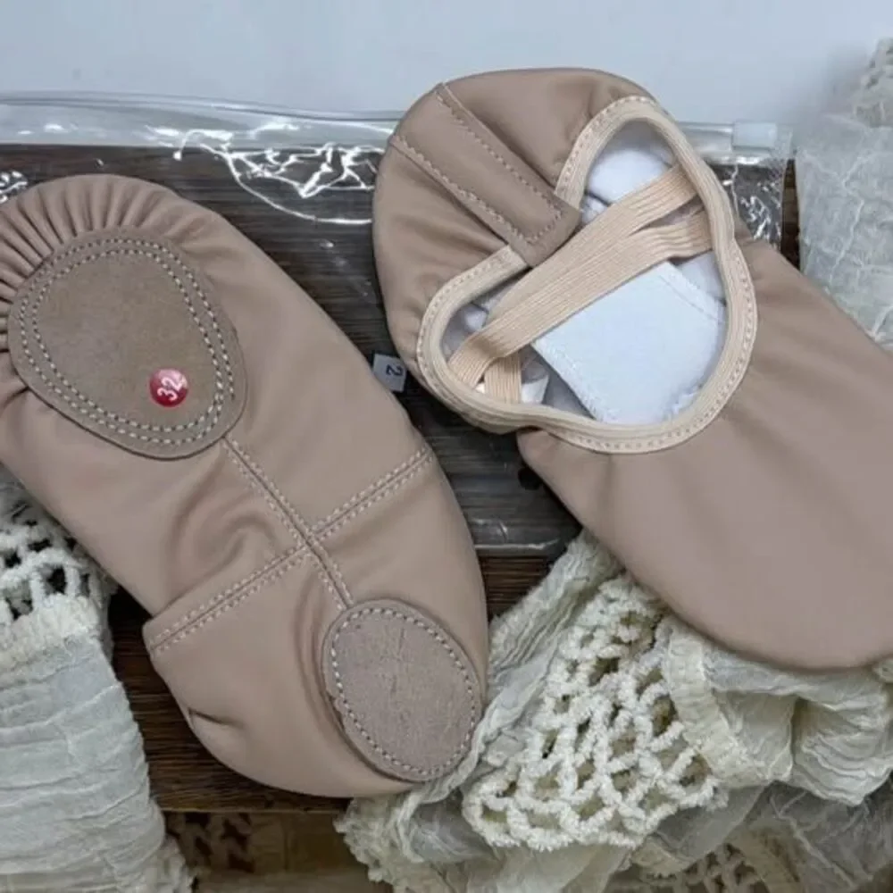 Leather Ballet Shoes with Elastic Straps